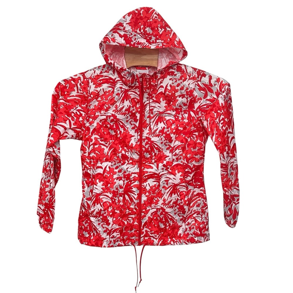 Columbia Sportswear Womens Floral Lightweight Hooded Windbreaker Jacket Sz  S